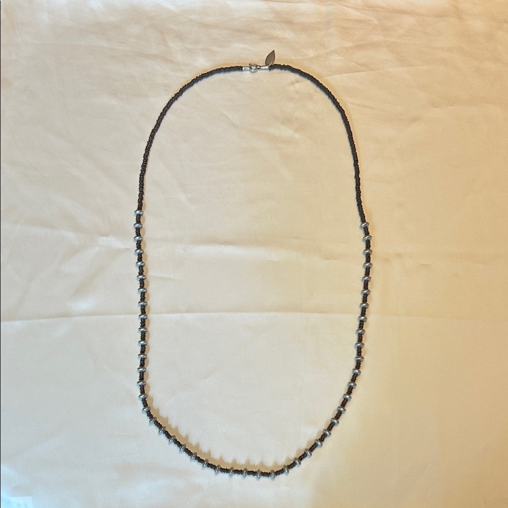Elegant Brown and Silver Beaded Necklace